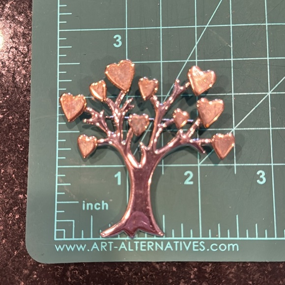 Tree with hearts silver and gold brooch pin - Picture 3 of 3